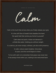 Calm Word of Intention Framed print 30x40 cm / 12x16″ Dark wood frame Carbon paper