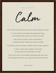Calm Word of Intention Framed print 30x40 cm / 12x16″ Dark wood frame Linen paper