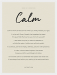 Calm Word of Intention Framed print 30x40 cm / 12x16″ White frame Linen paper