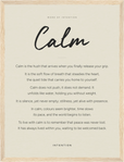 Calm Word of Intention Framed print 30x40 cm / 12x16″ Wood frame Linen paper