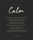 Calm Word of Intention Framed print 40x50 cm / 16x20″ Black frame Carbon paper