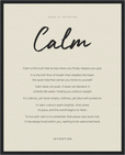 Calm Word of Intention Framed print 40x50 cm / 16x20″ Black frame Linen paper
