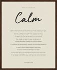 Calm Word of Intention Framed print 40x50 cm / 16x20″ Dark wood frame Linen paper