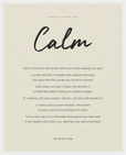 Calm Word of Intention Framed print 40x50 cm / 16x20″ White frame Linen paper