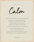 Calm Word of Intention Framed print 40x50 cm / 16x20″ Wood frame Linen paper