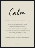 Calm Word of Intention Framed print 50x70 cm / 20x28″ Black frame Linen paper