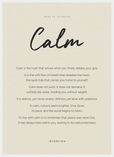 Calm Word of Intention Framed print 50x70 cm / 20x28″ White frame Linen paper