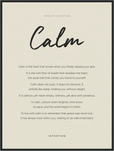 Calm Word of Intention Framed print 60x80 cm / 24x32″ Black frame Linen paper