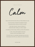 Calm Word of Intention Framed print 60x80 cm / 24x32″ Dark wood frame Linen paper