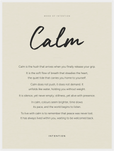 Calm Word of Intention Framed print 60x80 cm / 24x32″ White frame Linen paper
