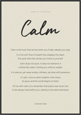Calm Word of Intention Framed print 70x100 cm / 28x40″ Black frame Linen paper