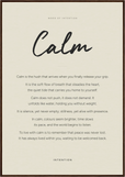 Calm Word of Intention Framed print 70x100 cm / 28x40″ Dark wood frame Linen paper