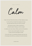 Calm Word of Intention Framed print 70x100 cm / 28x40″ White frame Linen paper
