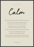 Calm Word of Intention Framed print A1 (59.4 x 84.1 cm) Black frame Linen paper
