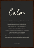 Calm Word of Intention Framed print A1 (59.4 x 84.1 cm) Dark wood frame Carbon paper