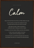 Calm Word of Intention Framed print A2 (42 x 59.4 cm) Dark wood frame Carbon paper