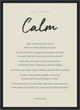 Calm Word of Intention Framed print A3 (29.7 x 42 cm) Black frame Linen paper