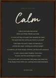 Calm Word of Intention Framed print A3 (29.7 x 42 cm) Dark wood frame Carbon paper