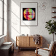 Chromatic Kiss Framed print 70x100 cm / 28x40″ Dark wood frame in interior