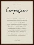 Compassion Word of Intention Framed print 30x40 cm / 12x16″ Dark wood frame Linen paper