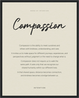Compassion Word of Intention Framed print 40x50 cm / 16x20″ Black frame Linen paper