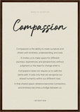 Compassion Word of Intention Framed print A2 (42 x 59.4 cm) Dark wood frame Linen paper