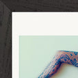 Lacey Leg Framed print 13x18 cm / 5x7″ Black frame corner detail