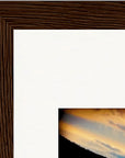 Cosmic Reflections Framed print 21x29.7 cm / 8x12" Dark wood frame corner detail