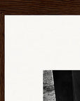 This is Where He Stood Framed print 21x29.7 cm / 8x12" Dark wood frame corner detail