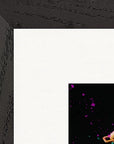 Dancing in Colours Framed print 30x30 cm / 12x12″ Black frame corner detail
