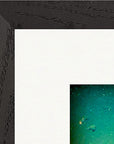 Underwater Flight Framed print 30x30 cm / 12x12″ Black frame corner detail