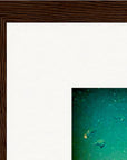 Underwater Flight Framed print 30x30 cm / 12x12″ Dark wood frame corner detail