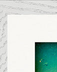 Underwater Flight Framed print 30x30 cm / 12x12″ White frame corner detail