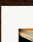 Cosmic Reflections Framed print 30x40 cm / 12x16″ Dark wood frame corner detail