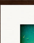 Underwater Flight Framed print 40x40 cm / 16x16″ Dark wood frame corner detail