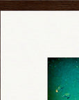Underwater Flight Framed print 50x50 cm / 20x20″ Dark wood frame corner detail