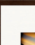 Cosmic Reflections Framed print 60x80 cm / 24x32″ Dark wood frame corner detail