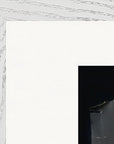Never too Late Framed print 70x100 cm / 28x40″ White frame corner detail