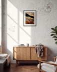 Cosmic Reflections Framed print 40x50 cm / 16x20″ Dark wood frame in interior