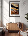 Cosmic Reflections Framed print 70x100 cm / 28x40″ Dark wood frame in interior