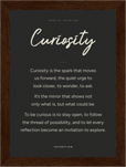 Curiosity Word of Intention Framed print 13x18 cm / 5x7″ Dark wood frame Carbon paper