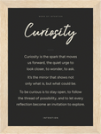 Curiosity Word of Intention Framed print 13x18 cm / 5x7″ Wood frame Carbon paper