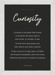 Curiosity Word of Intention Framed print 21x29.7 cm / 8x12" White frame Carbon paper