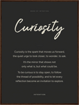 Curiosity Word of Intention Framed print 60x80 cm / 24x32″ Dark wood frame Carbon paper