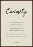 Curiosity Word of Intention Framed print 70x100 cm / 28x40″ Dark wood frame Linen paper