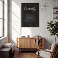 Curiosity Word of Intention Framed print 70x100 cm / 28x40″ Wood frame Carbon paper in interior