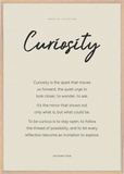 Curiosity Word of Intention Framed print 70x100 cm / 28x40″ Wood frame Linen paper