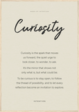 Curiosity Word of Intention Framed print 70x100 cm / 28x40″ Wood frame Linen paper