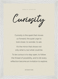 Curiosity Word of Intention Framed print A3 (29.7 x 42 cm) White frame Linen paper