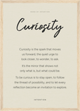 Curiosity Word of Intention Framed print A3 (29.7 x 42 cm) Wood frame Linen paper